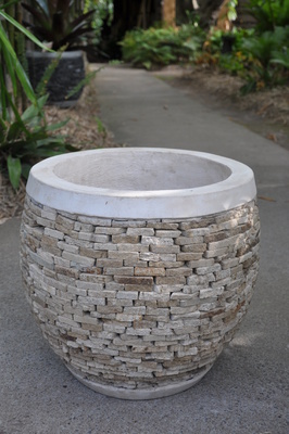Stacked stone pot - Sand stone - 50cm