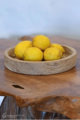 Shallow wood bowl - Round Rustic - 30cm