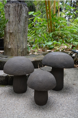 Stone mushrooms (Set of 3) - Brown