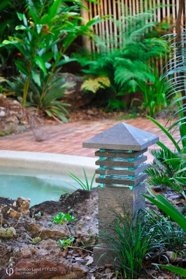 Hand carved lava stone garden lights