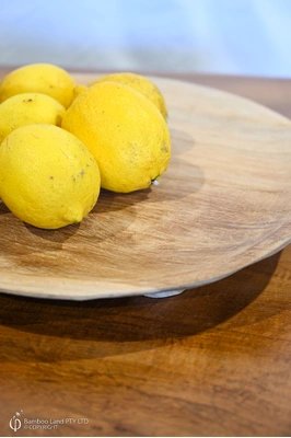 Rustic teak platter with feet - 40cm