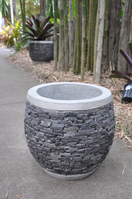 Stacked stone pot - Lava stone - H45 x W50cm