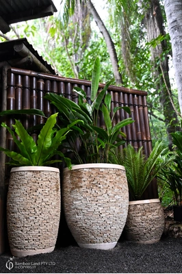 Stacked stone pots - Sand stone