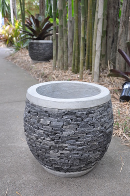 Stacked stone pot - Lava stone - 50cm