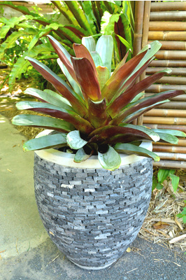 Stacked stone pot- Lava stone - 80cm tall x 65cm wide (Externally)