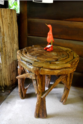 Recycled teak mozaic round coffee table - 60cm