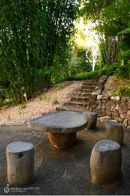 Riverstone table & 4 stool set - 100cm dia.