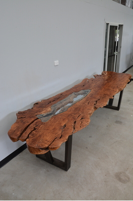Hall/Foyer table - 100mm thick Longan wood slab  - 3.5m x 1m