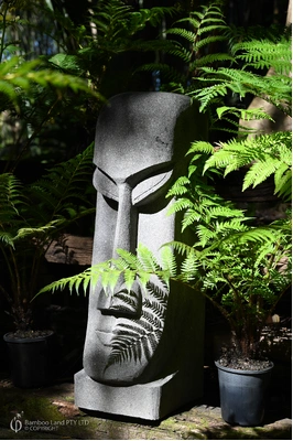 Hand carved lava stone Easter Island head - 1m tall