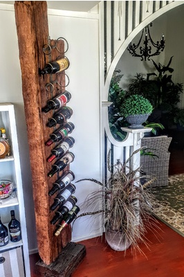 Railway sleeper wine rack