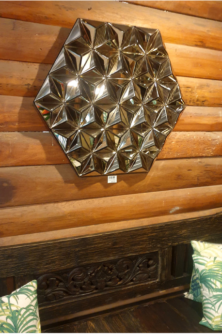 Abstract mirror - Hexagons with bronze tint 80 x 80cm)