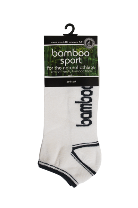 Bamboo ped socks - M 4-6; W 6-8 - White/W'melon