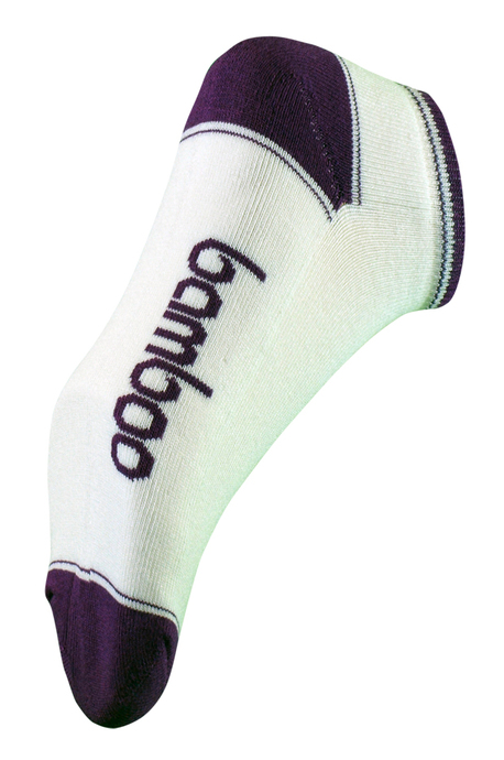 Bamboo ped socks - M 4-6; W 6-8 - White/Purple