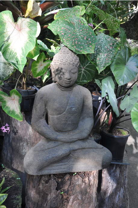 Stone sitting Buddha - 60cm - Brown