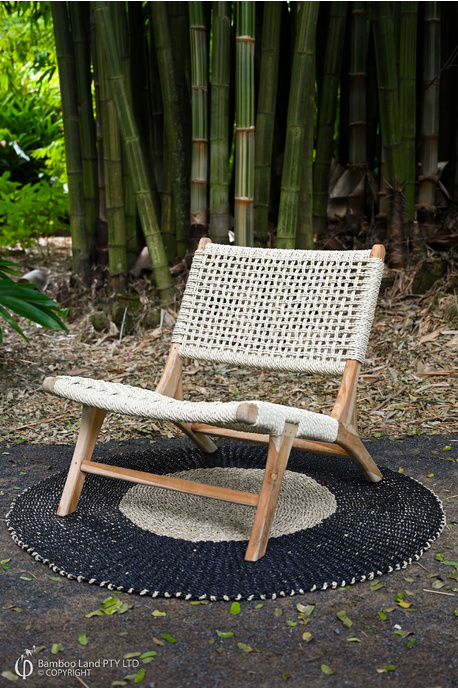 Burrum Outdoor Lounge Chair - Half weave natural cream rattan