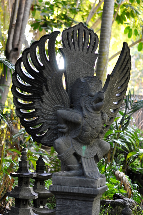 Hand carved lavastone statue - Garuda
