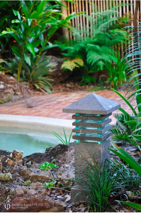 Hand carved lava stone garden lights