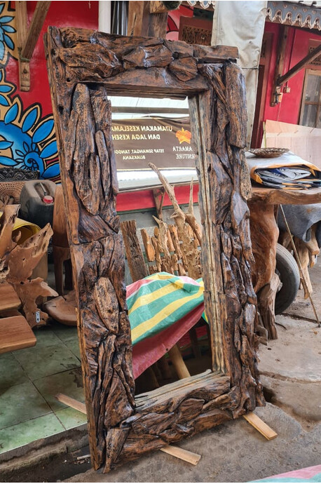 Mosaic teak mirror (150 x 70cm)