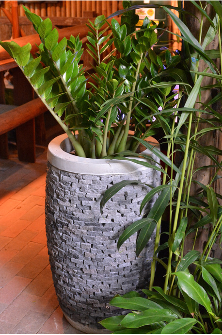 Stacked stone pots - Lava stone