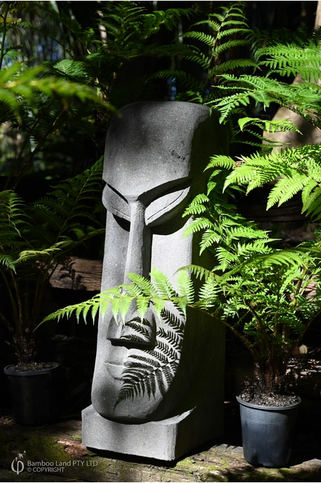 Hand carved lava stone Easter Island head - 1m tall