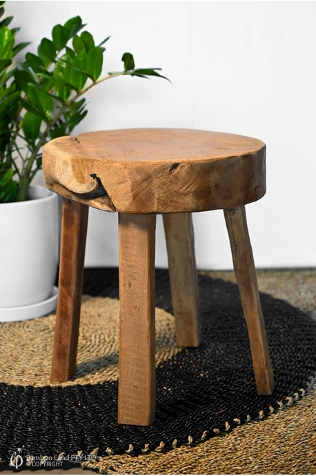 Rustic teak stool - Round - 45cm