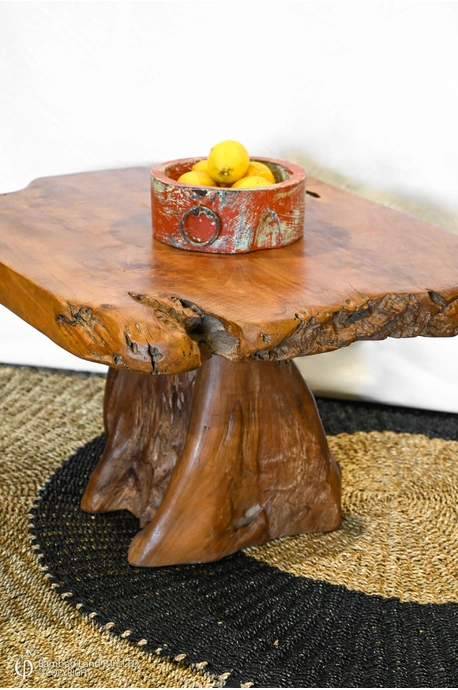 Teak root slab table