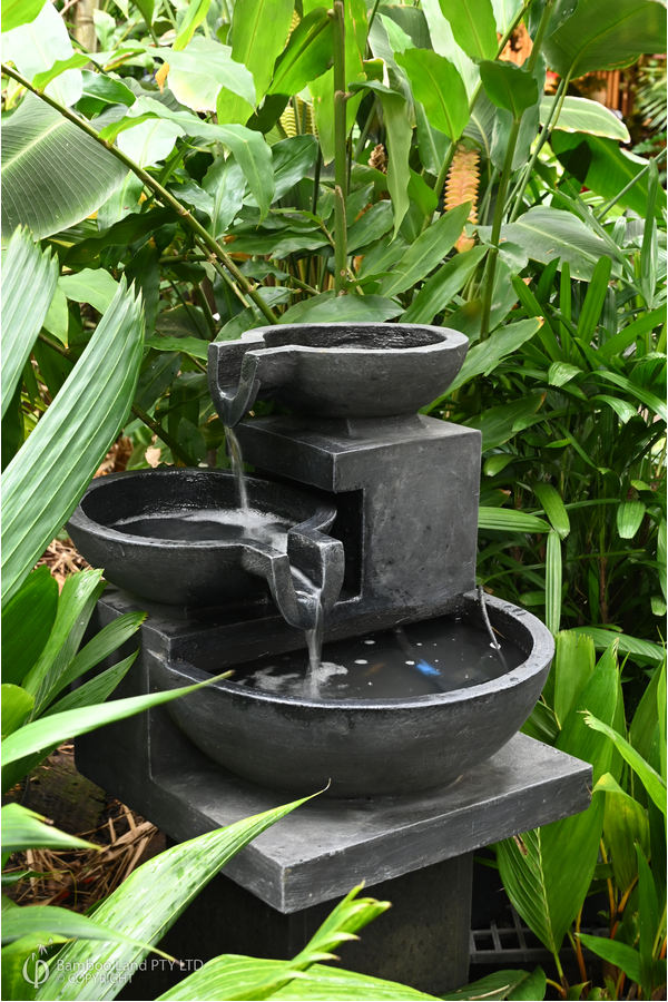 Bowl stack water feature - GRC - Matt Black